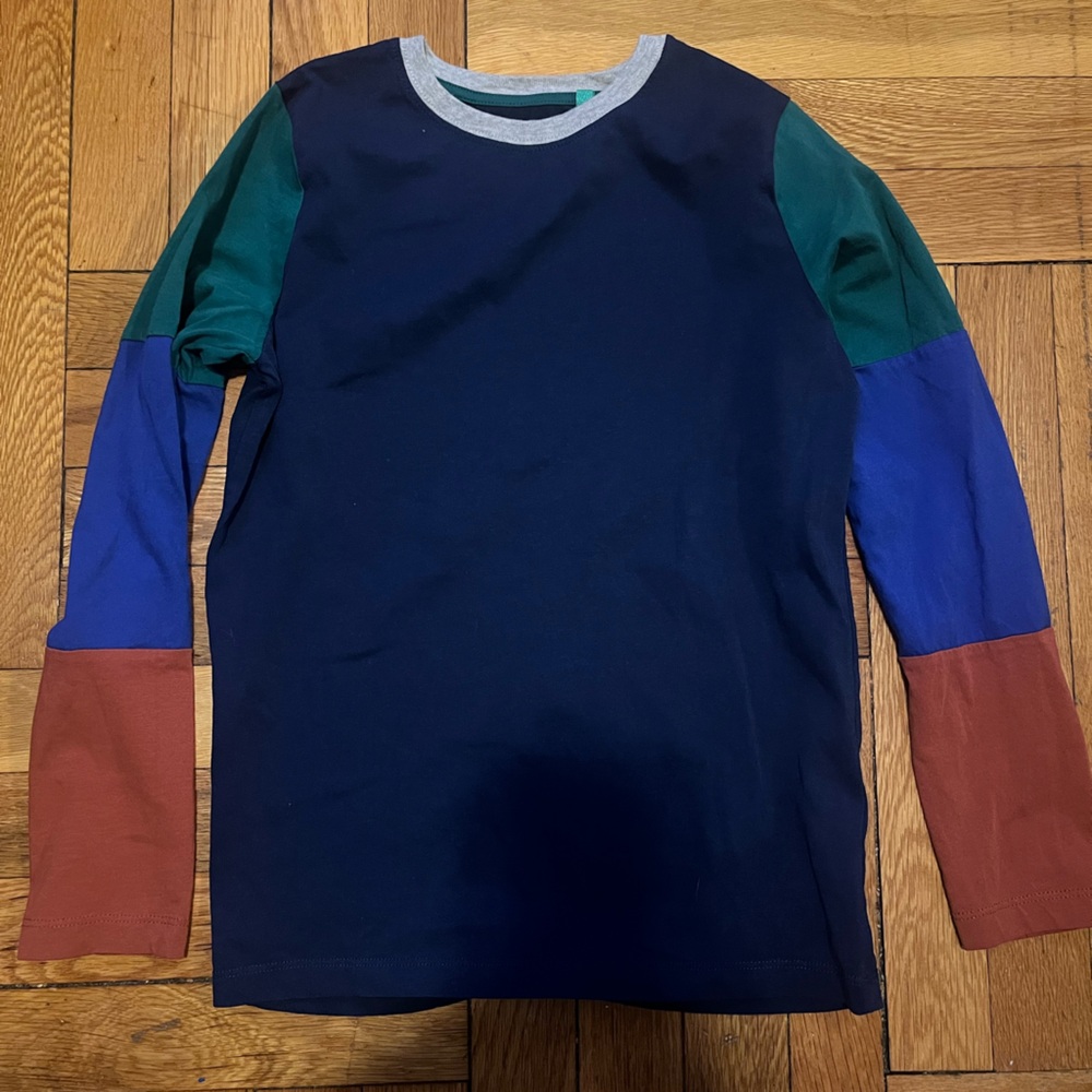 Mini Boden Navy Long-Sleeve Tee with Grey Trim - kids 10-11 Years